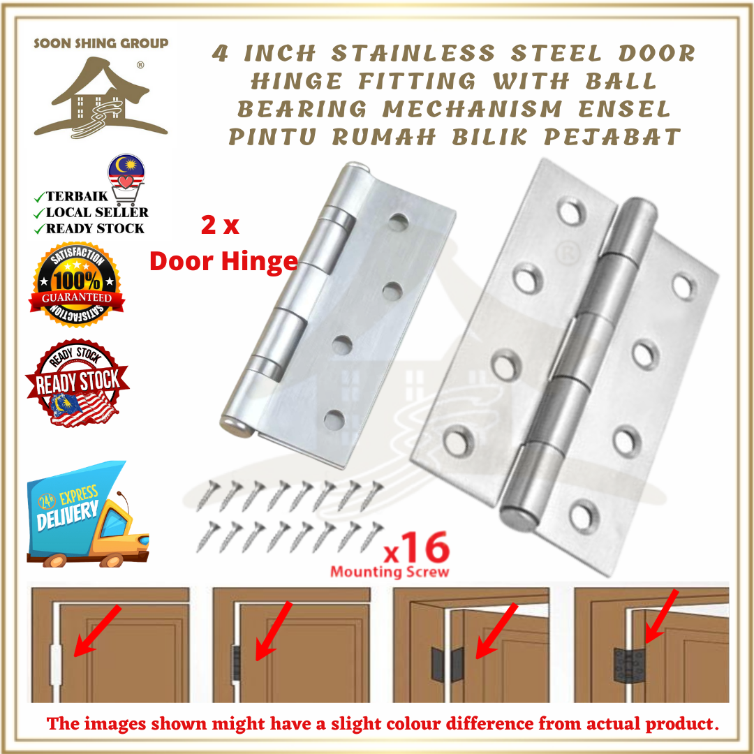 4 Inch Stainless Steel Door Hinge Fitting with Ball Bearing Mechanism